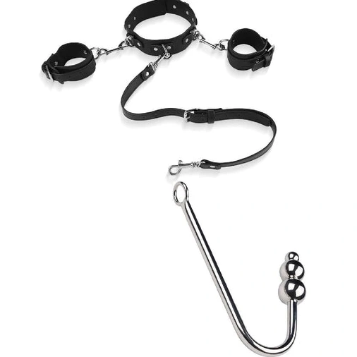 Anal Hooks Cuffs and with Elegant 5334 Anal Hook Beaded Collar 0901